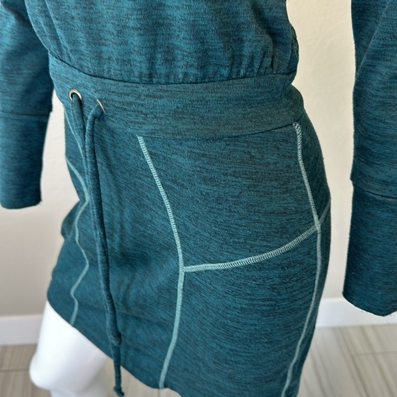 Athleta Give It Your All Teal Drawstring Long Sleeve Dress Size XXS - Picture 3 of 12
